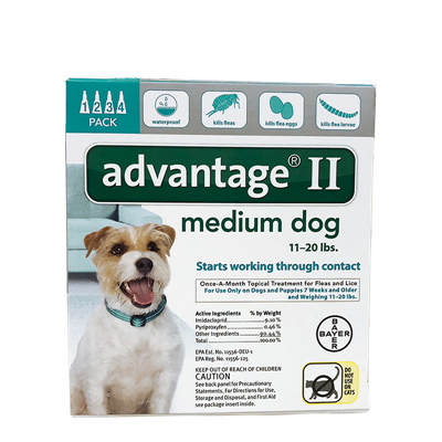 ADVANTAGE II MED DOG TEAL 11-20lb 4pk