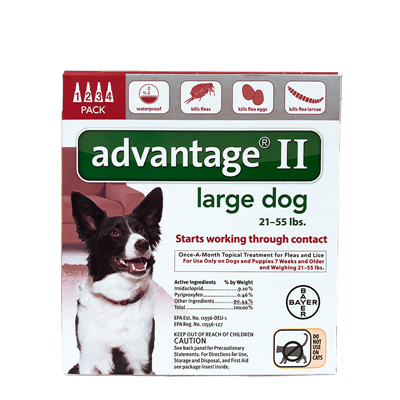 ADVANTAGE II LG DOG RED 21-55lb 4pk
