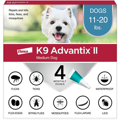 ADVANTIX II MED DOG TEAL 11-20lb 4pk