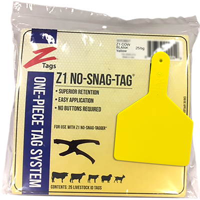 Z-TAG COW YELLOW BLANK 25S