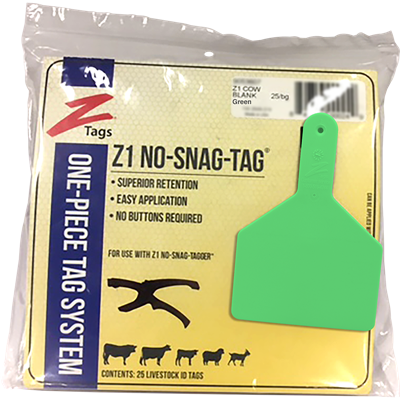 Z-TAG COW GREEN BLANK 25S