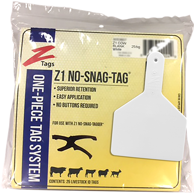 Z-TAG COW WHITE BLANK 25S