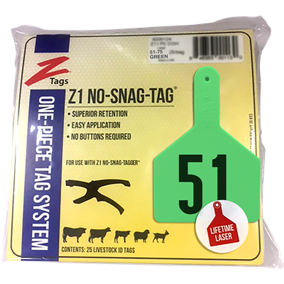 Z-TAG COW GREEN  51-75