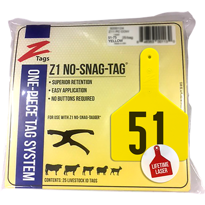 Z-TAG COW YELLOW  51-75