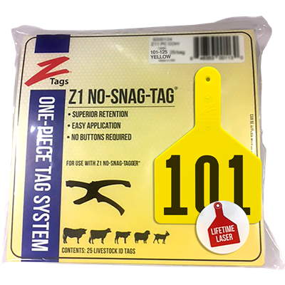 Z-TAG COW YELLOW  101-125