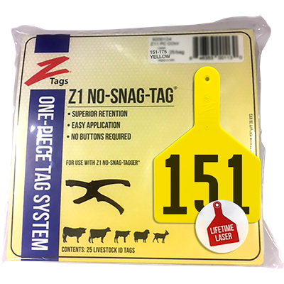 Z-TAG COW YELLOW  151-175