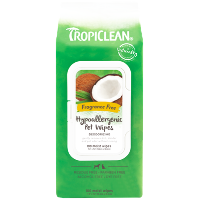TROPICLEAN WIPES HYPO ALLERGENIC 100ct